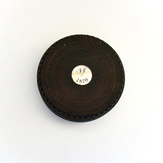 Ebony lathe turned circular Snuff Box.